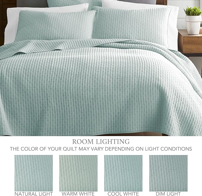 Levtex Home Cross Stitch Bedspread Set - Blue, King Bedspread and 2 Shams - Cotton