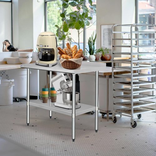 HARDURA Stainless Steel Prep Table - Commercial Kitchen Workbench with Backsplash | 24x48 Inches NSF Certified