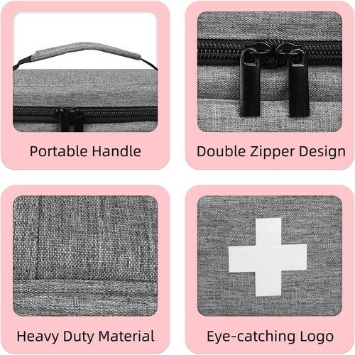 ALSLEA First Aid Bag - Portable Medical Supplies Organizer for Travel & Outdoor Use | Small Gray Design