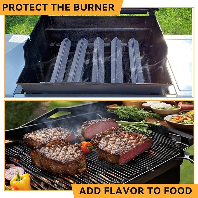 17.5 Inch Flavorizer Bars for Weber Genesis 300 Gas Grills with Front-Mounted Control for Genesis E310, E320, E330, S310, S320, S330, Replacement for Genesis Grill Parts 7620, 5 PCS, Porcelain Steel
