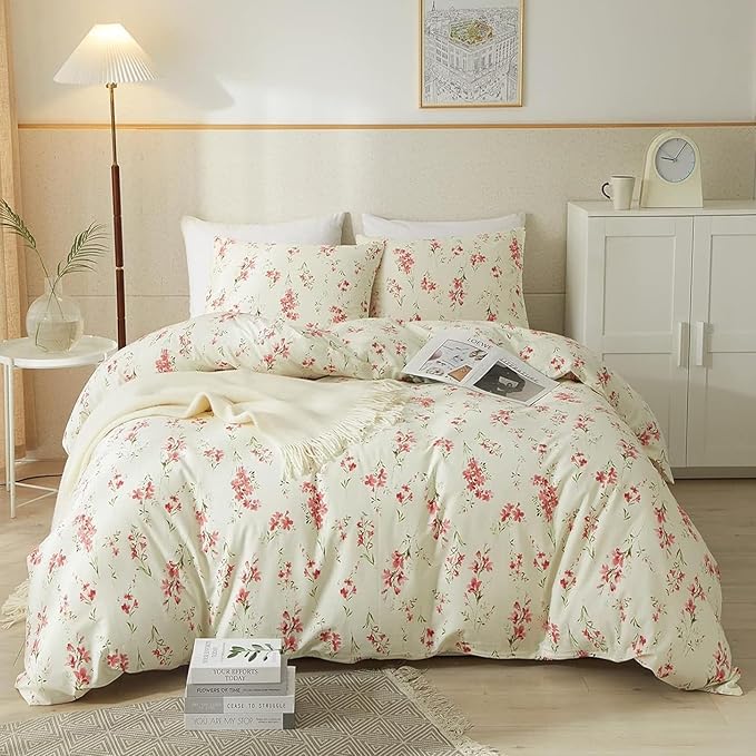 HighBuy Aesthetic Floral King Size Comforter Set Cooling and Warm Breathable Quilted Style Bedding Sets King Comforter Set 1 Lightweight Comforter (104"x90") and 2 Pillowcases (20"x36")