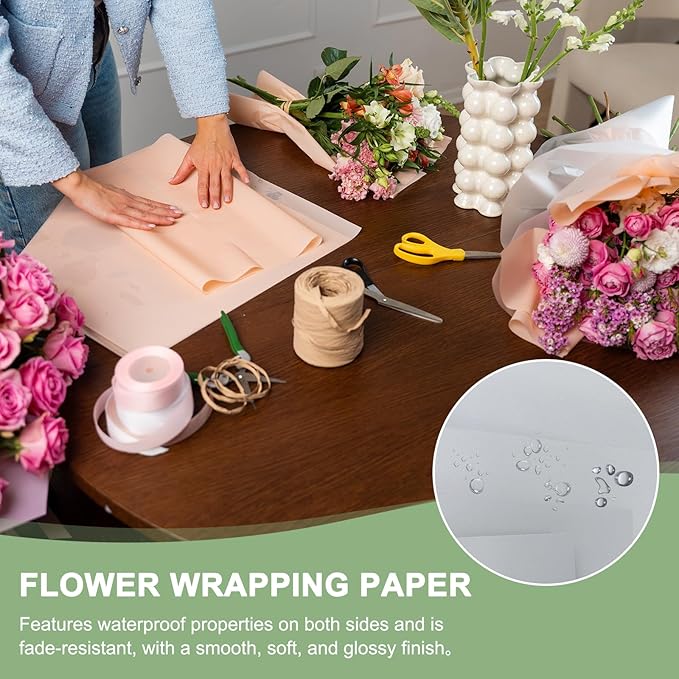 PATIKIL Flower Gift Wrapping Paper, 20 Sheets Double Sided Waterproof Bouquet Paper Wrap Florist Packaging Floral Papers for Wedding DIY Craft Valentine Mother's Day, Grey