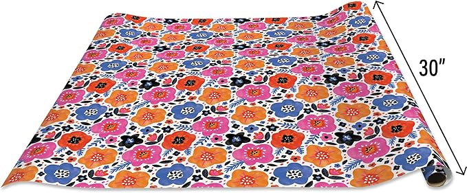 Jillson Roberts Gift Wrap, Modern Floral (8 Rolls 5 feet x 30 inches)