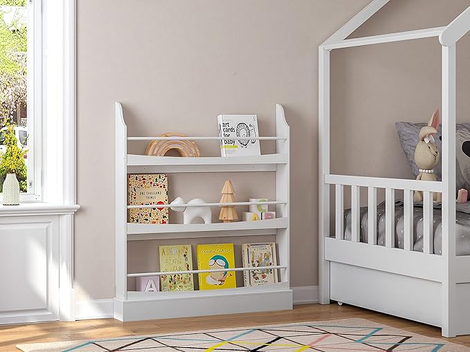 UTEX Kids Bookshelf, 3 Tiers Book Shelf and Storage for Kids Rooms, Kids Bookcase Rack Wall for Bedroom,Study Living Room,White