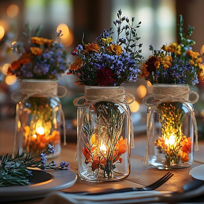 Vintage Glass Vases for Flowers, Set of 6 Clear Vases for Farmhouse Wedding Centerpiece Cylinder Bottle for Reception Table Decoration Home Decor Floral Arrangements