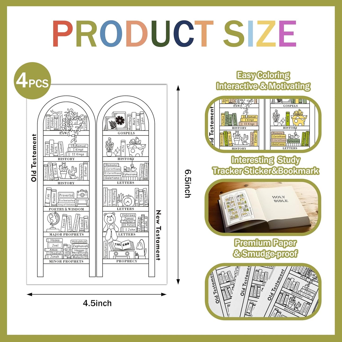 Skiennix Bible Reading Tracker Stickers - 8PCS Scripture Study Plan with Emergency Numbers & Coloring Dashboard