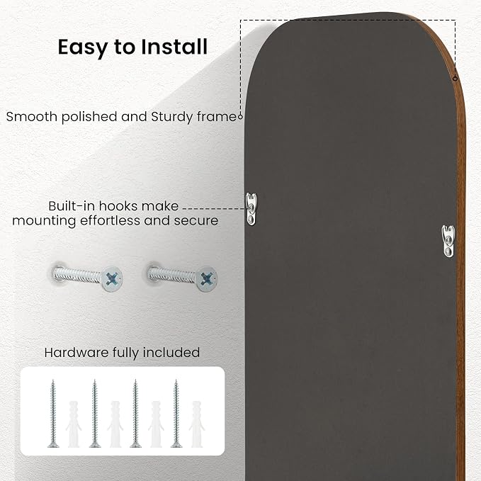 30"x40" Arch Wall Mirror Bathroom Mirror for Wall Mounted, Tempered Glass, Wood Grain Finish Frame Wall Mirror Decorative for Bedroom Living Room Entryway