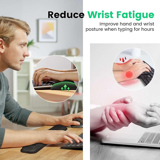 MEKASS Keyboard Wrist Rest, Soft Memory Foam Support for Keyboard, Hand Rest Pad for Pain Relief, Wrist Guard for Long Hours of Work, Gaming, Studying (Blue)