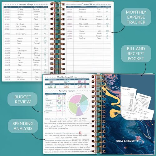 GoGirl Budget Planner - Monthly Bill Organizer & Expense Tracker Notebook Journal, Compact Turquoise