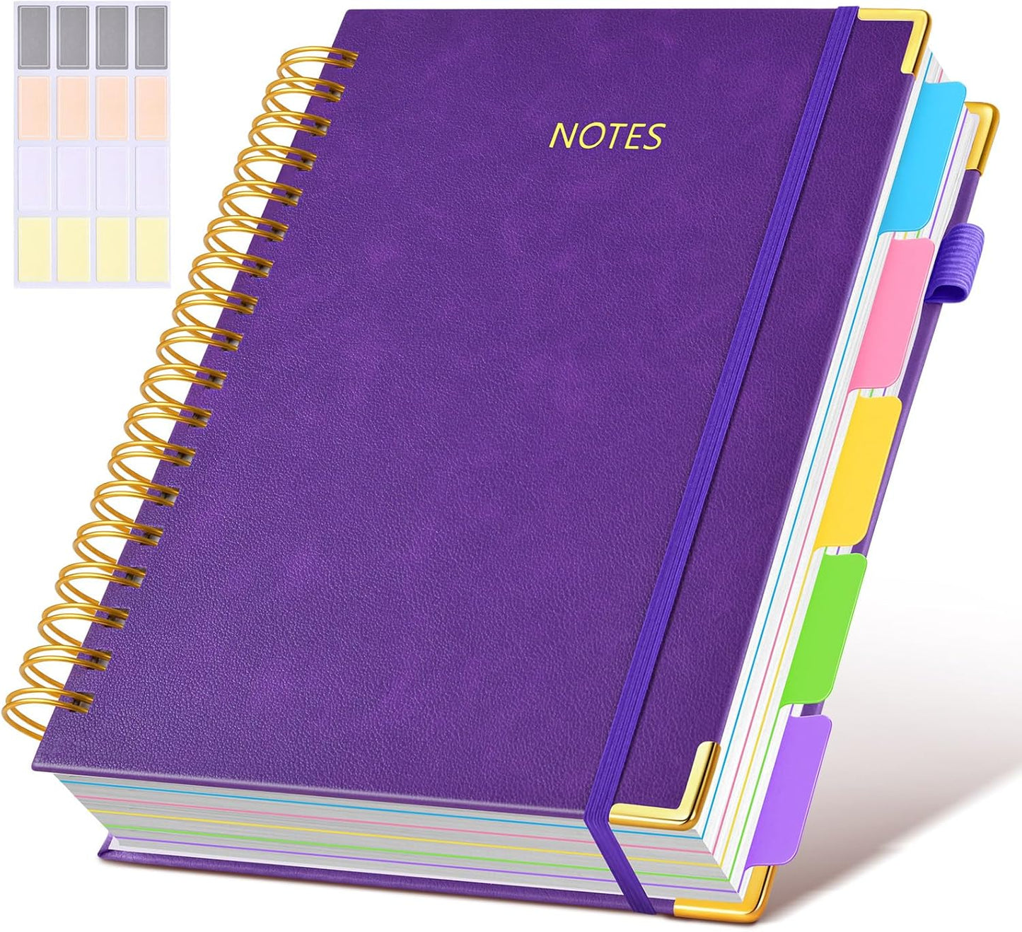 Skiennix Hardcover Spiral Notebook - 300 Pages with Removable Dividers | 8"x10" Dark Purple Journal for Work & School