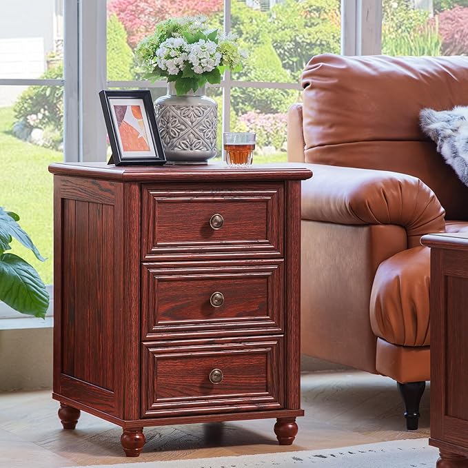 Farmhouse Dressers & Night Stand Set of 3, Wood 54'' Wide Dresser & 18'' Chest of Drawers, Roman Column 3 Drawers Nightstand Set of 2, Bedroom Furniture Dresser Suites for Living Room, Hallway Home