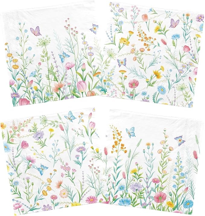 Wildflower Party Decorations Kit: Flower Birthday Decorations, Includes Wildflower Paper Napkins,Disposable Floral Cocktail Napkins for Wildflower Baby Shower Decorations