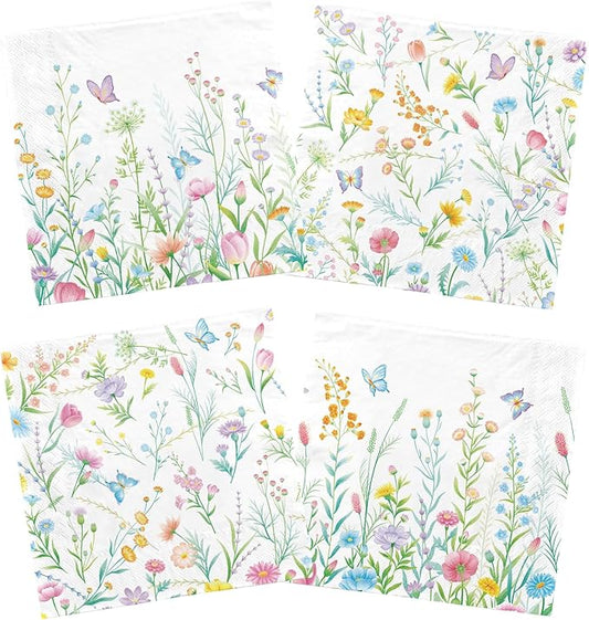 Wildflower Party Decorations Kit: Flower Birthday Decorations, Includes Wildflower Paper Napkins,Disposable Floral Cocktail Napkins for Wildflower Baby Shower Decorations