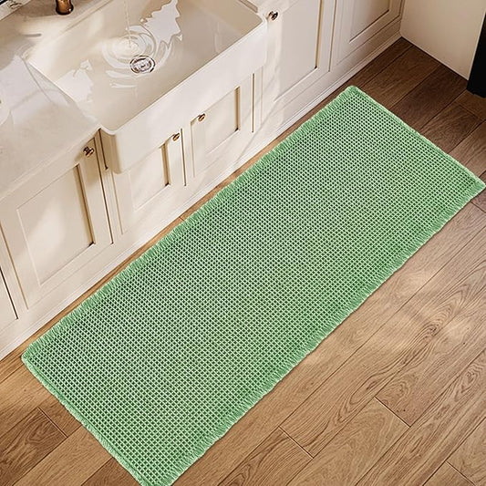 ZALL Sage Green Waffle Bath Mat,Super Absorbent Non Slip Bathroom Rug, 24x60inch, Machine Washable Ultra Soft Floor Mats