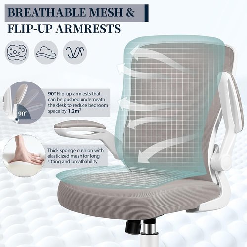 FelixKing Ergonomic Office Chair - Adjustable Height & Lumbar Support | Gray Swivel Desk Chair