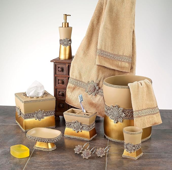 Avanti Linens - Tissue Box Cover, Guest Bathroom Essentials, Elegant Bathroom Decor (Braided Medallion Collection)