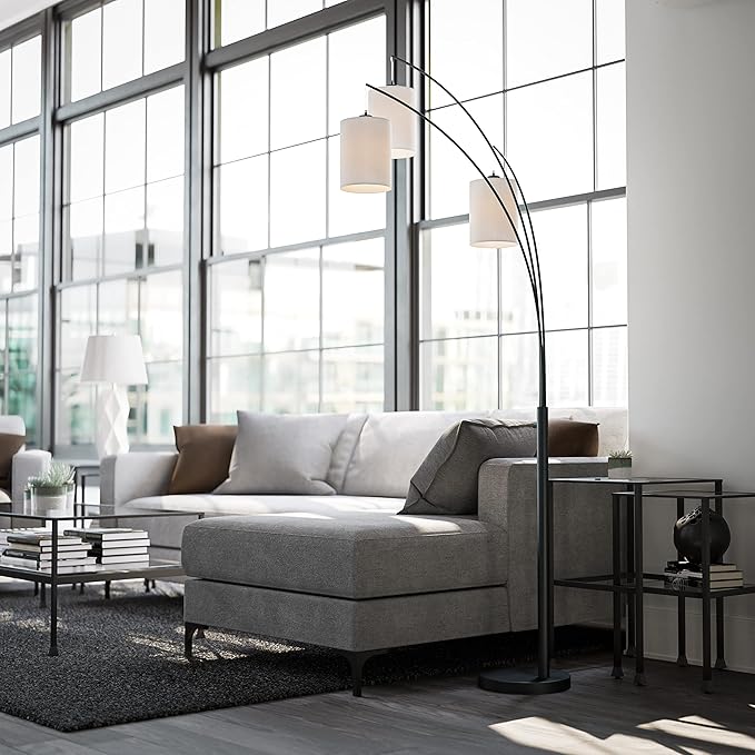 Kenroy Home Leah Modern Arc Floor Lamp, Black, 87.5 Inch Height, 31.5 Inch Width, 31.5 Inch Depth