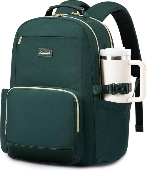 LOVEVOOK Laptop Backpack - Waterproof Travel Bag for 18-Inch Laptops | Large Capacity, Dark Green
