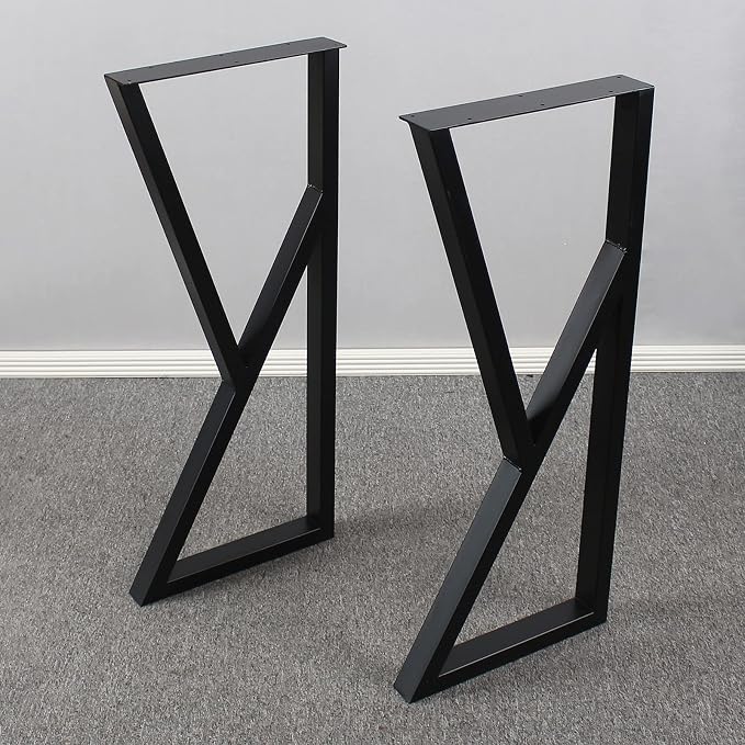 MBQQ Furniture Legs 35" Height 15" Wide Rustic Decory K-Shape Table Legs,Heavy Duty Metal Desk Legs,Dining Table Legs,Industrial Modern, DIY Iron Bench Legs