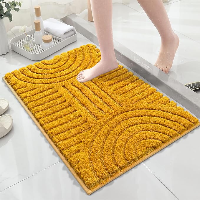 SHACOS Super Soft Bathroom Runner Rugs 20"x32" Non Slip Boho Bathroom Mats Microfiber Absorbent Carpet for Bath Room Machine Washable Shaggy Bath Rugs for Shower Bathtub Home Decor, 1'8" x 2'8"