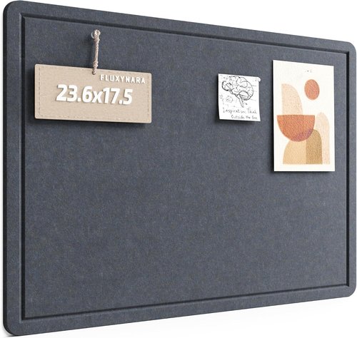 Fluxynara Cork Board Alternative - Foldable Felt Bulletin Board with 12 Adhesive Tabs | 23.6" x 17.5" - Navy Blue