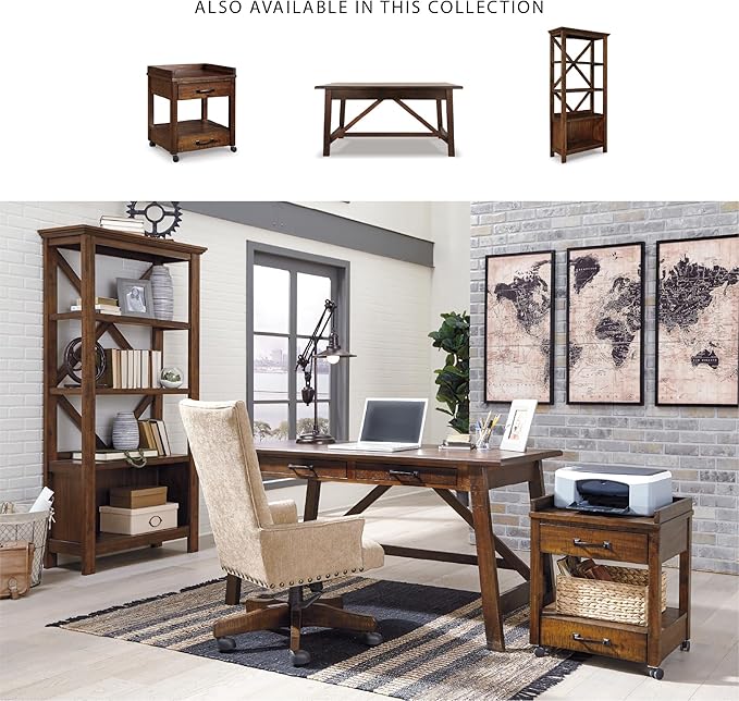Signature Design by Ashley Baldridge Rustic Home Office Desk, Distressed Brown