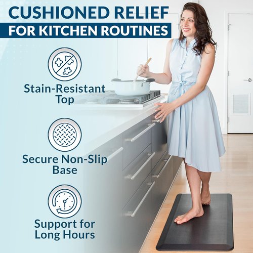 ComfiLife Anti-Fatigue Floor Mat - 3/4 Inch Thick Kitchen & Standing Desk Mat - Durable, Non-Slip, Stain Resistant (20" x 39", Black)