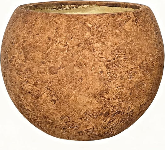 13.5 H x 17" Dia (12" Pot Opening) Round Fiberstone Planter with Drainage Hole, White, Indoor/Outdoor Large Plant Pot for Home Patio Garden, Ideal for Plants (Camel, Medium)
