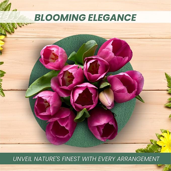 Lageza Pack of 6 Round Floral Foam Blocks (6” X1.5”) Dry & Wet Green Flower Foam Blocks for Fresh & Artificial Flower Arrangements, Party Decorations, Florist Supplies (Size: 6 Inch)