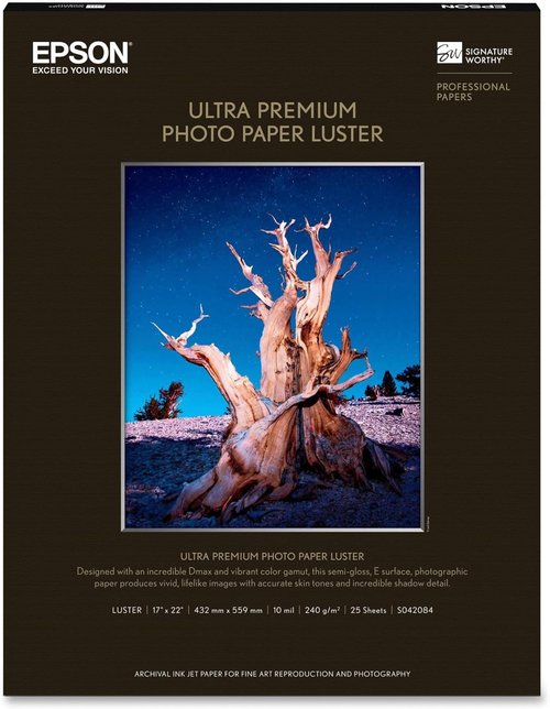 Epson Ultra Premium Luster Photo Paper - 17x22 Inches, 25 Sheets, Ideal for Stunning Prints
