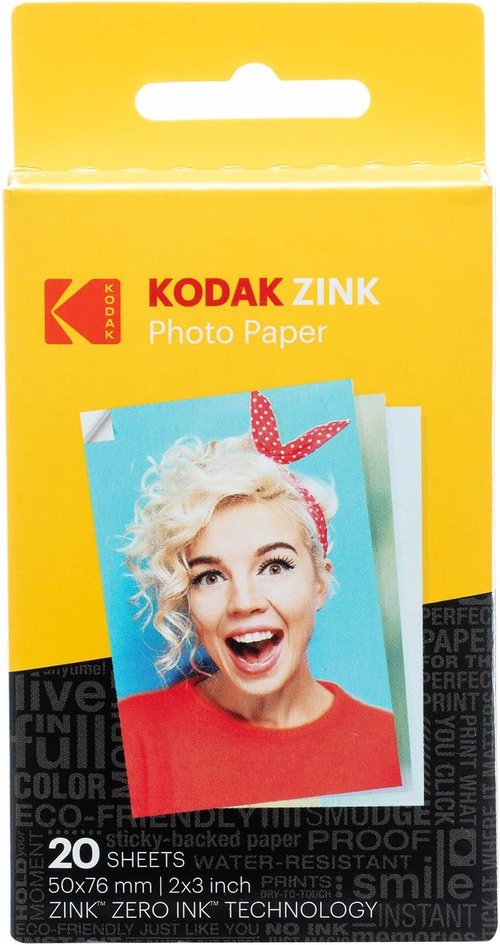 KODAK 2x3 Premium Sticky-Backed ZINK Photo Paper - 20 Sheets for Kodak Step & Printomatic Printers