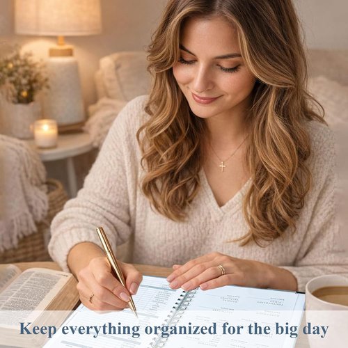 Lady&Home Wedding Planner Book - Elegant Organizer with Countdown Calendars & Checklists | Blue & White Floral Design