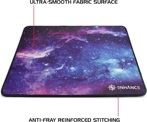 ENHANCE Small Gaming Mouse Pad - Anti-Fray Stitching, Non-Slip Base, Precision Tracking | 12.6 x 10.6 Inches, Galaxy