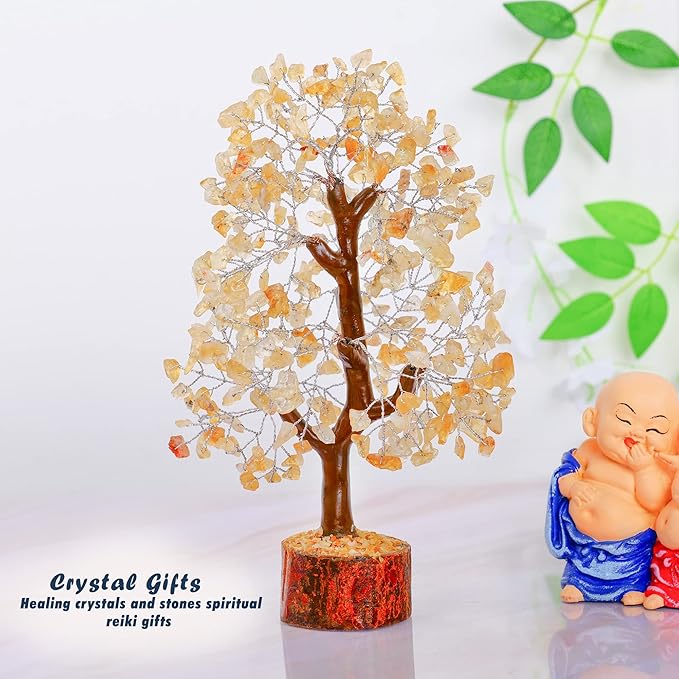 Citrine - Gemstone Tree - Feng Shui Money Tree - Crystal Tree for Positive Energy - Money Crystal Stone - Crystal Tree - Spiritual Gift - Good Table Decor - Bonsai Tree - Positive Energy