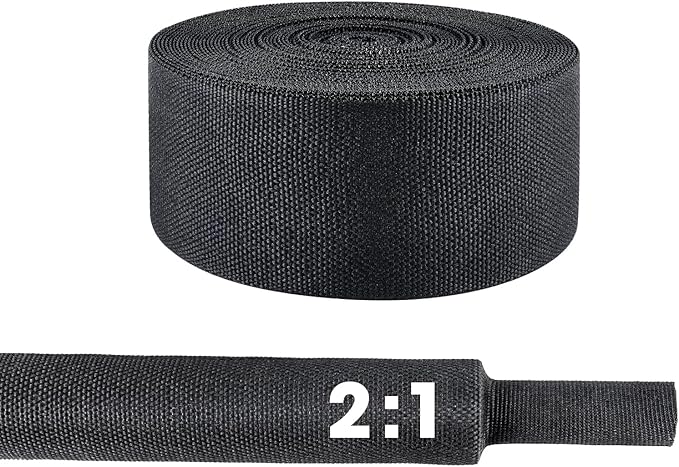 2 in 1 Heat Shrink Braided Sleeving Fabric Tubing-Ideal fit Irregular Shape Hose/Cable/Wire (1-3/8"(34mm), 22FT,)