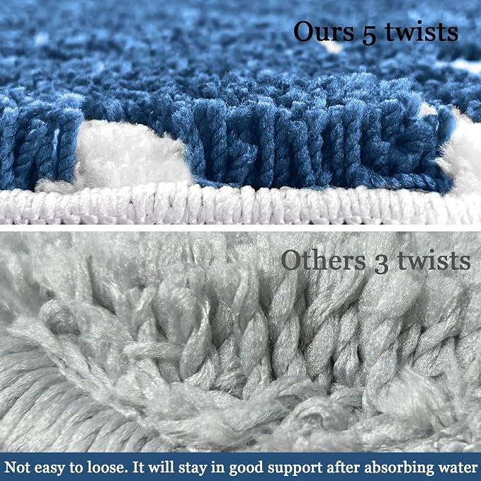 Blue Toilet Rug - U-Shaped Dark Blue Bath Mat Tropical Leaf U Shape Toilet Rugs Non Slip Washable for Bathroom Floor, Cute Plant Bathmat Absorbent Bathroom Mats Botanical Home Decor 20" x 24"