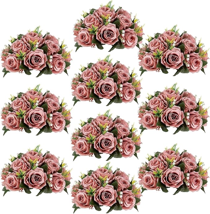 Flower Centerpieces for Wedding Tables: Wedding Table Decorations Dusty Rose Flower Balls Centerpieces for Engagement Cerebration Party Center Pieces 10 Packs
