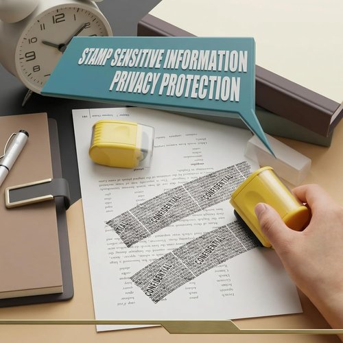 Nezyo Identity Protection Roller Stamp - 2 Pack Privacy Blocker with 4 Refill Inks | Yellow