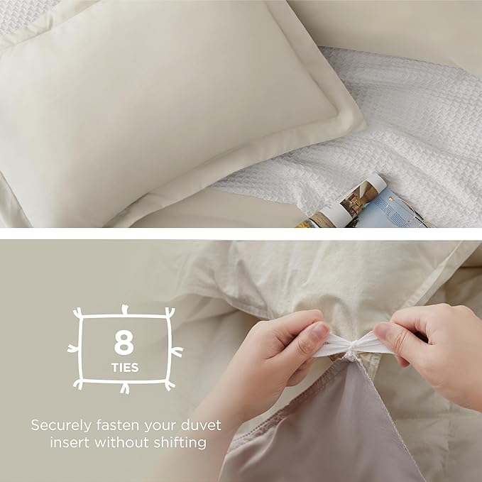 Bedsure Duvet Cover Queen Size - Soft Double Brushed Bedding Set for Kids & Adults, Zipper Closure, 3 Pieces, Includes 1 Duvet Cover (90"x90") & 2 Pillow Shams, NO Comforter, Linen