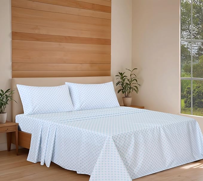 RUVANTI 100% Organic Cotton Sheets Twin XL, Percale Weave, GOTS Certified, 3-Piece Set, Deep Pocket 15", Crisp & Breathable, Soft Durable Bedding, Sábanas Algodón Orgánico – Circle Imprint