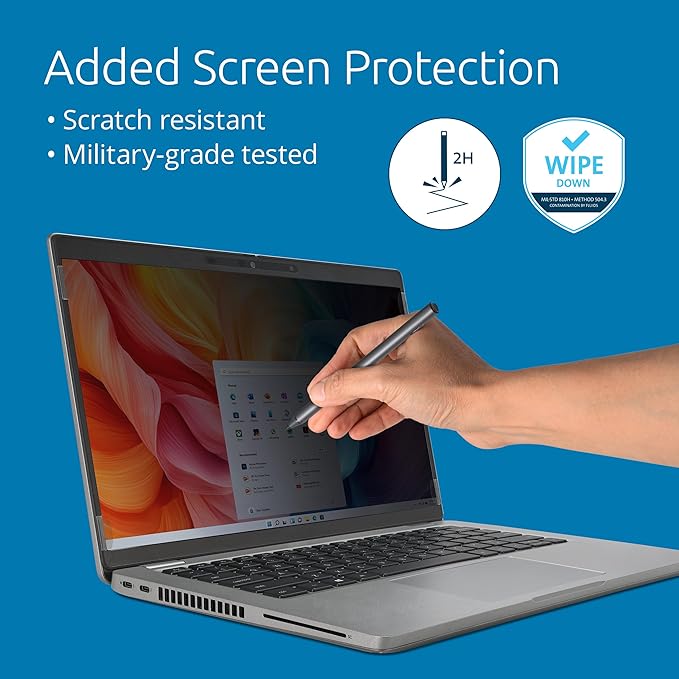 Kensington High Clarity Privacy Screens Filter for 16 inch 16:9 Laptops, Easy Installation Privacy Filter, Anti-Glare, 2H Hardness Protection, Compatible with HP Lenovo Samsung Asus HC160A169A