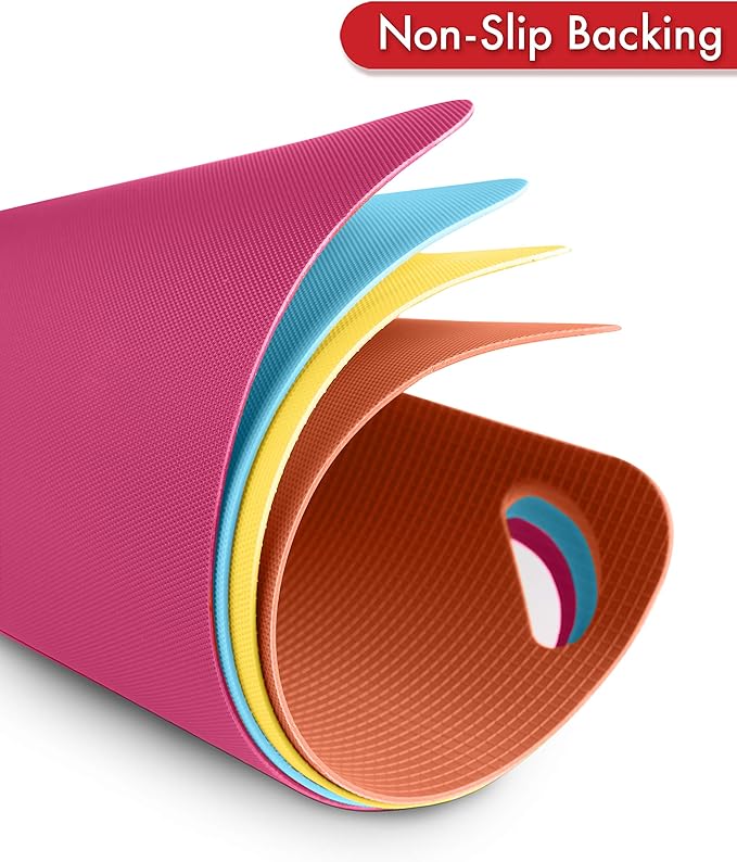 Dexas Heavy Duty Cutting Board Grippmat, Flexible Cutting Boards for Kitchen, Set of 4, Non Slip Plastic Board Cutting Mat 11.5 by 14 inches, Bright Blue, Yellow, Orange and Pink Set Kitchen Gadgets
