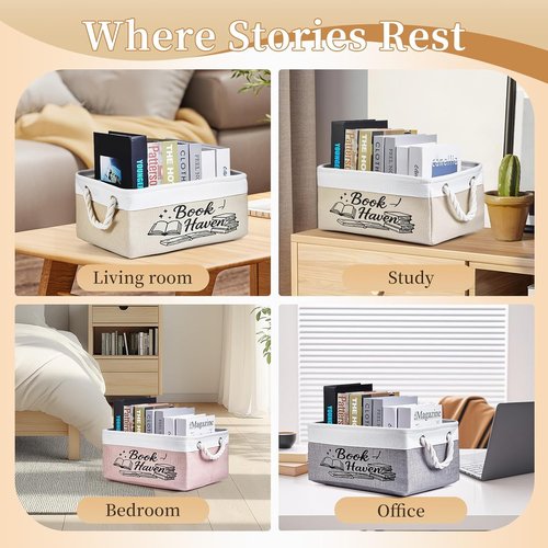 Serinar Book Storage Basket - Reading List Organizer Bin | Perfect Gift for Book Lovers & Students