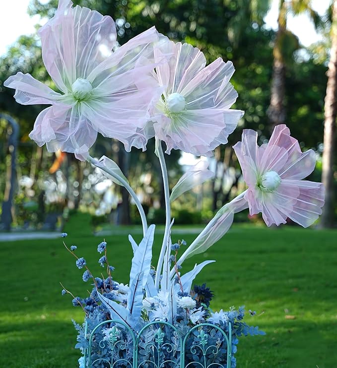 Wedding Decorations for Reception,5.6 Ft Big Artificial Silk Flowers,Giant Flowers for Decoration,Party Banquet Decor,Home Decor,Photographic Props,Shop Window Display（Green and Pink）