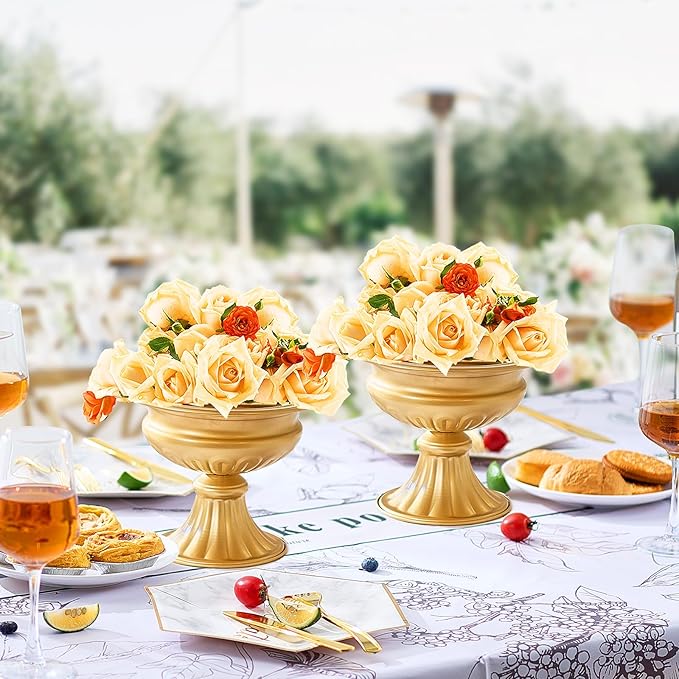 VEVOR 10PCS 16cm/6.3” Tall Wedding Flower Vase, Metal Wedding Centerpiece, Gold Floral Arrangement Stand Display Rack for Tables Wedding Dinner Party, Anniversary Ceremony Birthday Event Decor