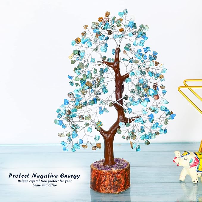Turquoise Crystal Bonsai Tree - Feng Shui Gemstone - Spiritual Gift for Women - Tree of Life Decor - Chakra Stone - Positive Energy