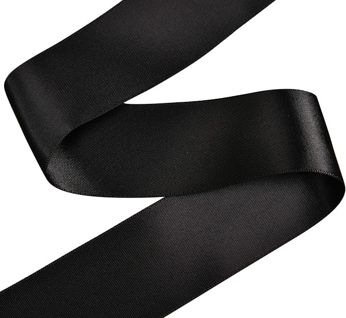 YAMA Double Face Satin Ribbon - 1 1/2 Inch 25 Yards for Gift Wrapping Ribbons Roll, Black