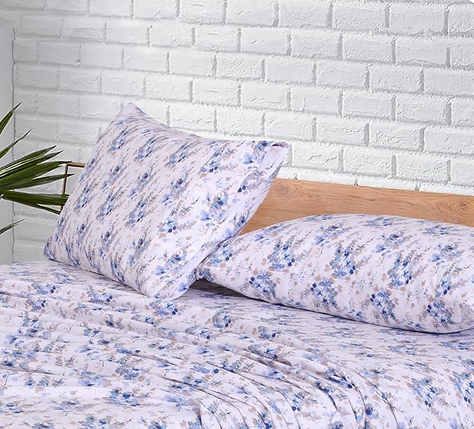 RUVANTI 100% Cotton Twin XL Sheet Sets, 3 Pieces, Soft & Breathable Percale Weave Bedding, Deep Pocket 16", Hotel Standard, Crisp Cool Feel, Durable, Perfect Size Floral Sheets, Maple