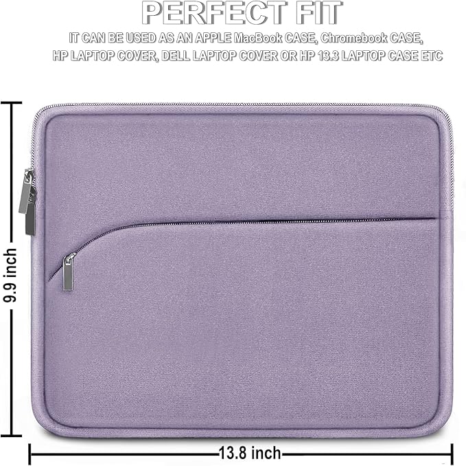 Laptop Sleeve Case 13.3 inch, Portable Monitor Protective Laptop Case with Front Pocket Computer Bag Compatible with MacBook Air Pro 13.3 inch 14 inch, Dell, HP, Lavender