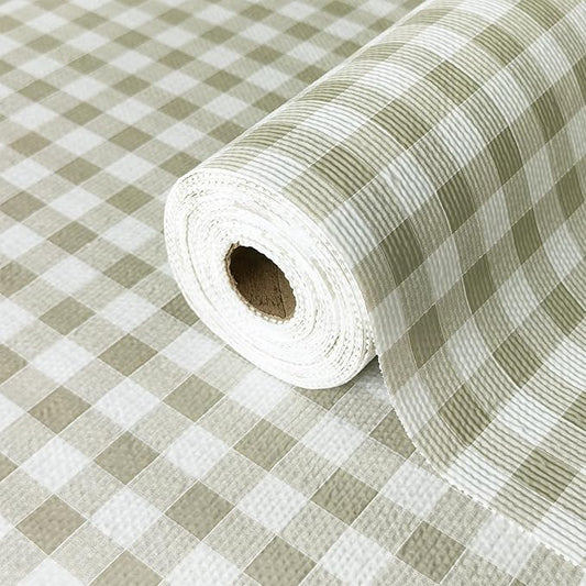 Drawer Liner and Shelf Liner for Kitchen Cabinet Liner Non-Adhesive Non-Slip Shelf Paper, Thick Strong Grip Waterproof Easy to Clean for Shelves, Cupboard, Desks, Green Plaid Pattern, 17.5 in x 10 FT